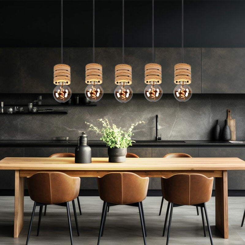 foto del prodotto lampada da tavolo da pranzo a sospensione lampada a sospensione in legno tavolo da pranzo in legno lampade in legno sospese a soffitto, metallo mdf