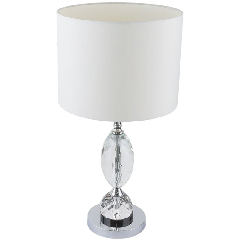 foto del prodotto lampada da tavolo da scrittura lampada cromo tessile bianco cristallo vetro camera da letto ufficio