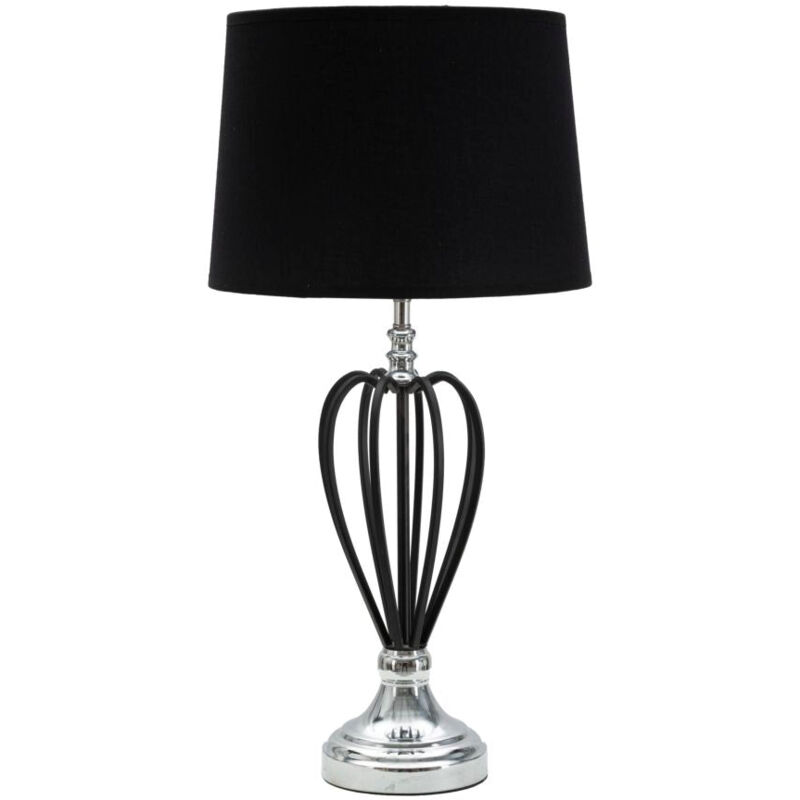 foto del prodotto lampada da tavolo darky argento 28x56 cm in ferro pvc e tessuto nero e argento