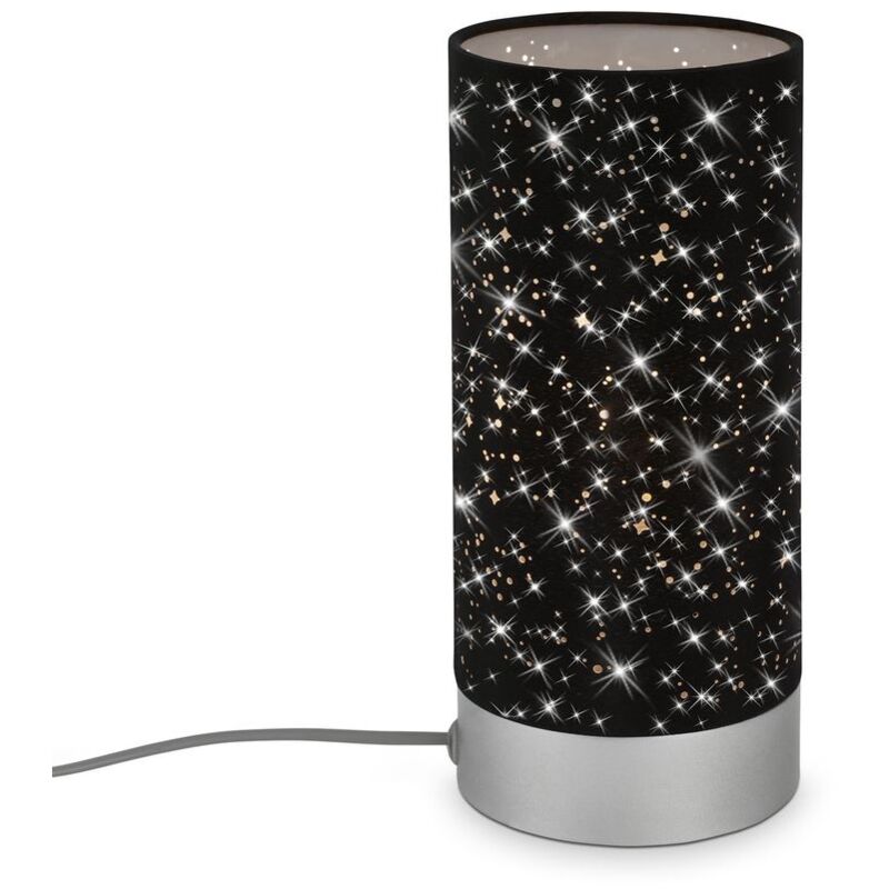 foto del prodotto lampada da tavolo decorazione a stelle interruttore a cavo 1xe14 40w nero metallo tessuto briloner