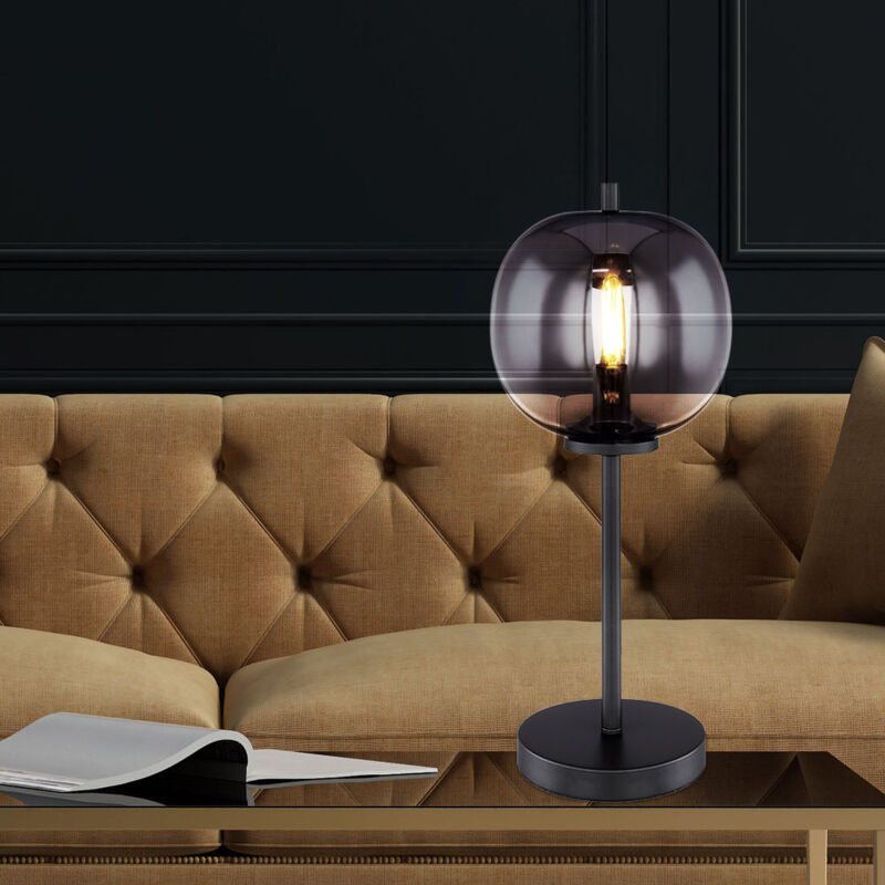 foto del prodotto lampada da tavolo design lampada da lettura per ufficio che illumina il corridoio di vetro nero fumo vetro