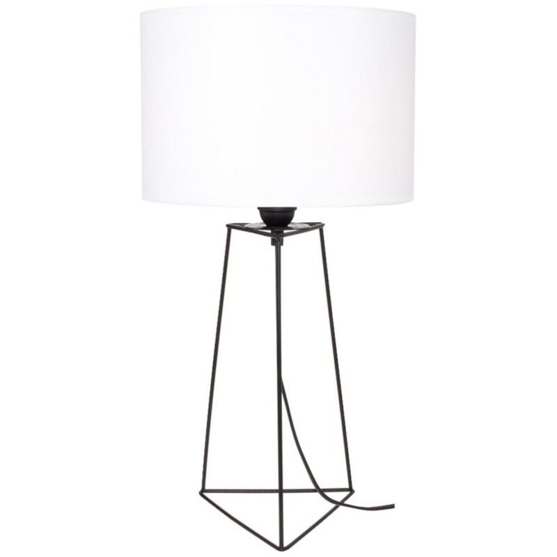 foto del prodotto lampada da tavolo deva, metallo, tessuto, nero, bianco, 30x30x49 cm