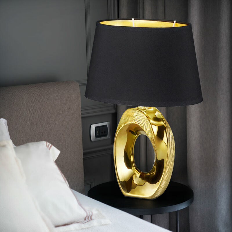 foto del prodotto lampada da tavolo di design per scrivere da notte lampada da lettura per camera da letto in oro nero in un set che include lampadine a led