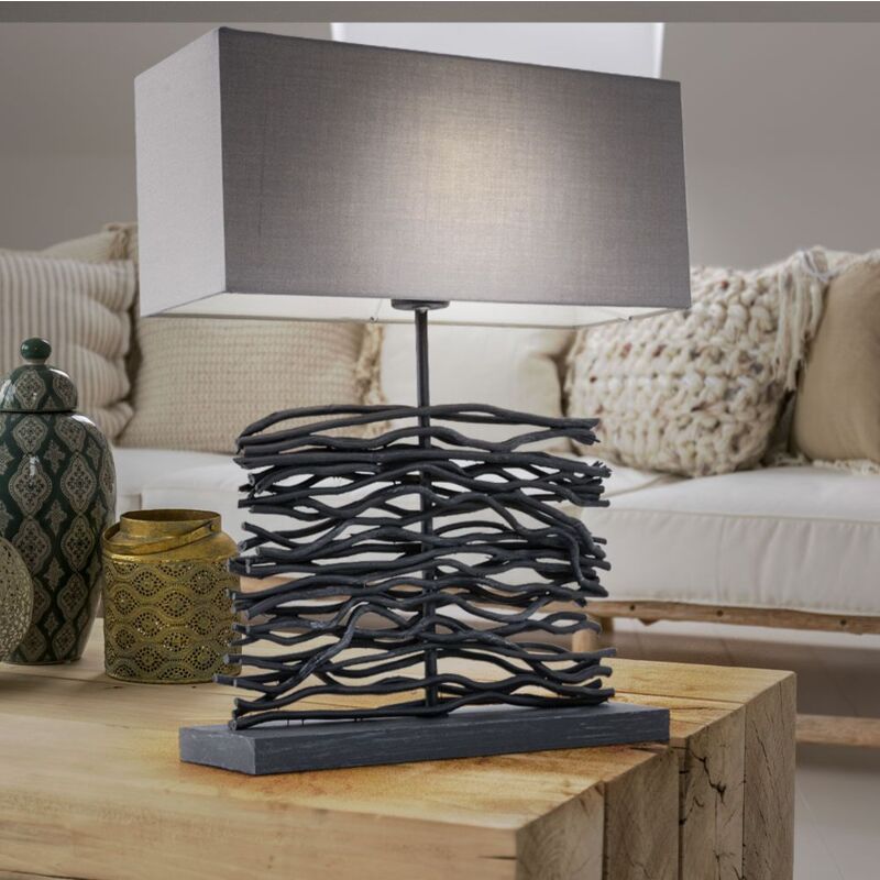 foto del prodotto lampada da tavolo di design per scrivere la lampada da lato della camera degli ospiti, faretto in legno tessile