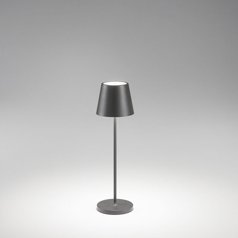 foto del prodotto lampada da tavolo diva led 2w 190lm 3000k ricaricabile a batterie in alluminio grigio scuro testina touch dimmerabile