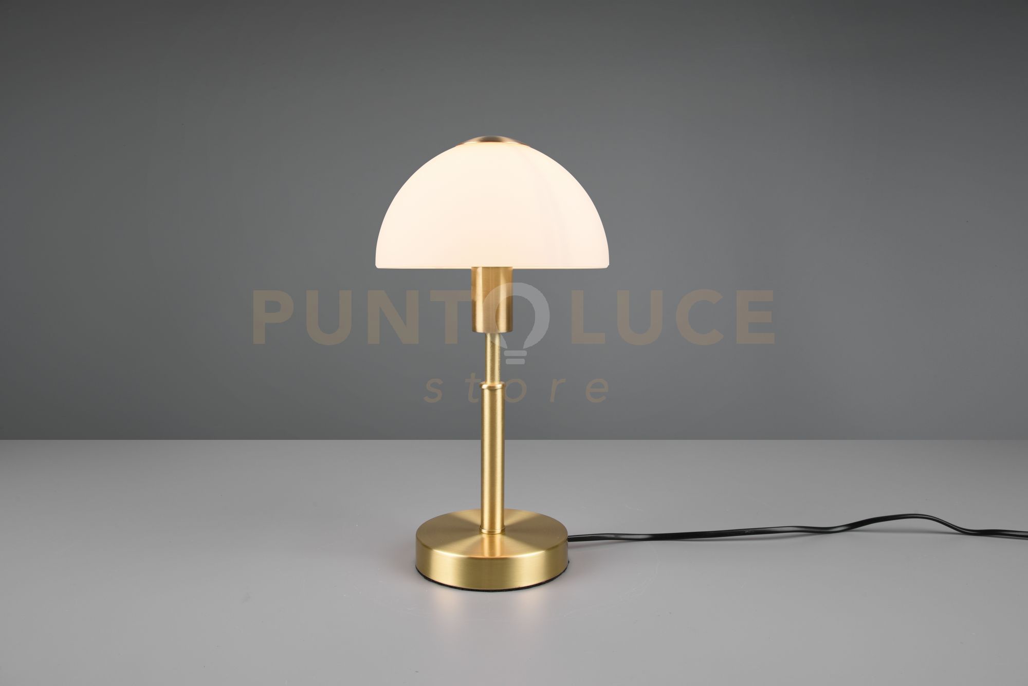 foto del prodotto lampada da tavolo don ii cupola vetro bianco e metallo ottone satinato r59261007