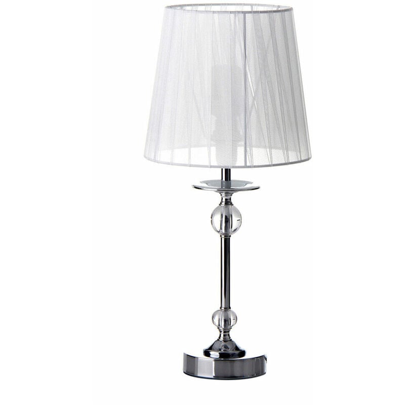 foto del prodotto lampada da tavolo elegante in metallo con paralume acrilico bianco alta 42,5cm