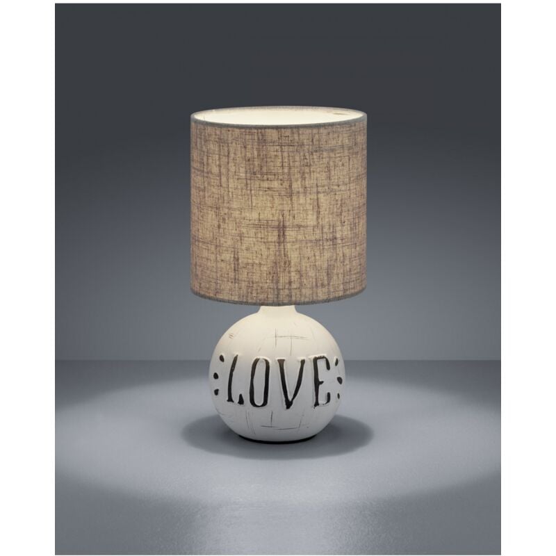 foto del prodotto lampada da tavolo esna ceramica love e paralume cappuccino 16 cm trio lighting