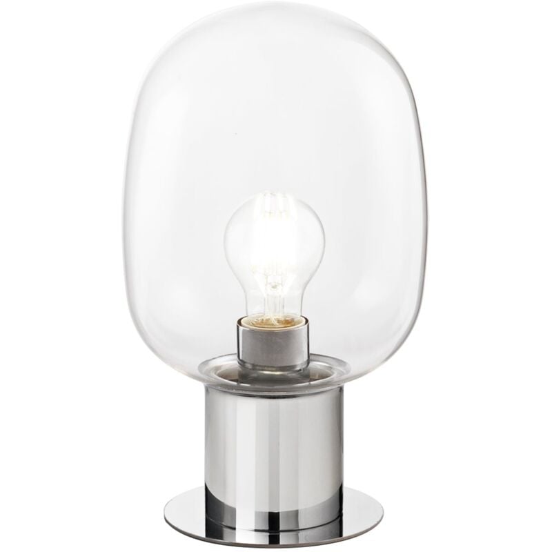 foto del prodotto lampada da tavolo fellini in metallo cromato con diffusore in vetro 18 cm. 