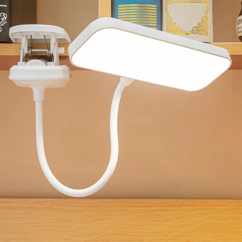foto del prodotto lampada da tavolo flessibile a 360 con clip lampada da scrivania a led a regolazione continua regolabile luce notturna da comodino ricaricabile per