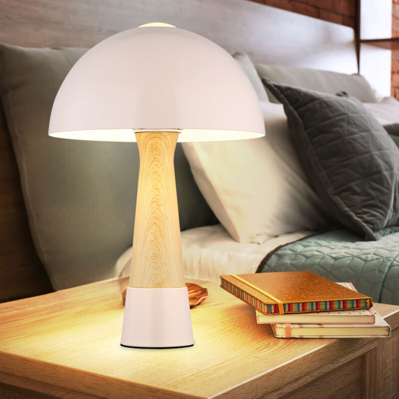foto del prodotto lampada da tavolo fungo aspetto legno color champagne lampada da tavolo lampada da soggiorno lampada da camera da letto, metallo, 1x e27, dxh 25x36,5