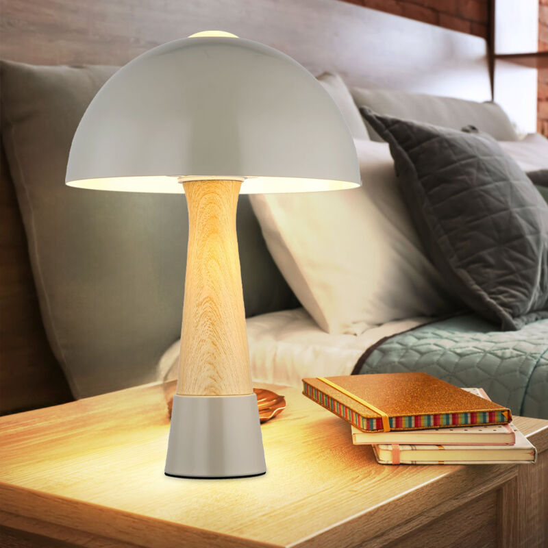 foto del prodotto lampada da tavolo fungo aspetto legno lampada da soggiorno lampada da comodino lampada da tavolo lampada da camera da letto, grigio opaco, 1x e27,