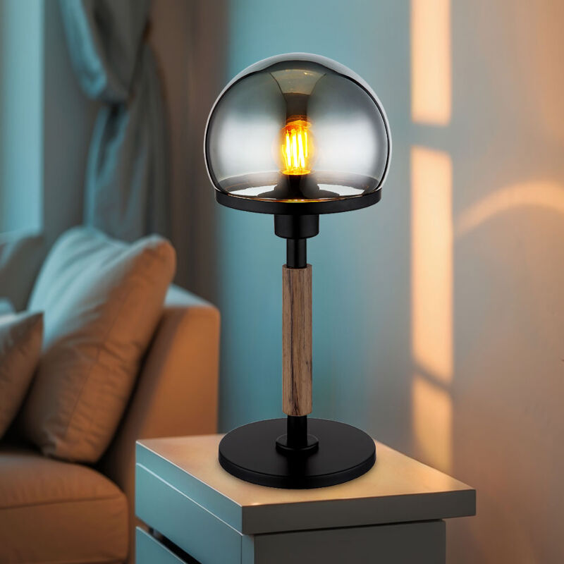 foto del prodotto lampada da tavolo fungo design lampada da comodino lampada da tavolo retr lampada da tavolo in vetro fum effetto legno lampada da soggiorno,