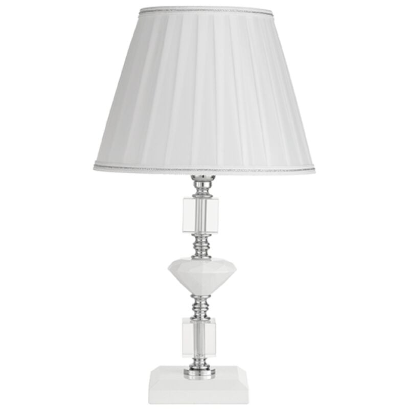 foto del prodotto lampada da tavolo gala in vetro con dettagli in metallo bianco 25x47 cm