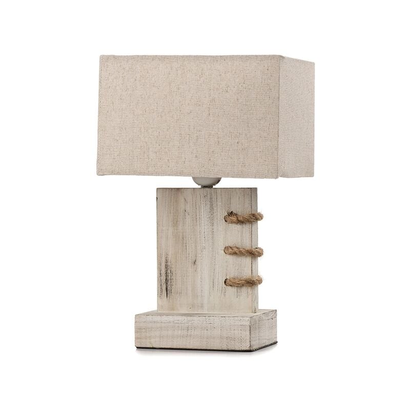 foto del prodotto lampada da tavolo gea legno e corda, e27