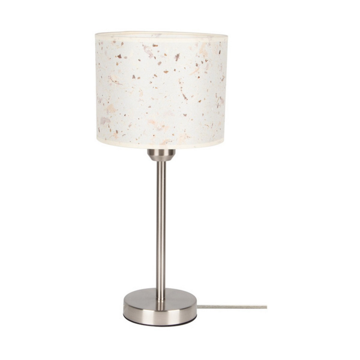 foto del prodotto lampada da tavolo gianni, metallo, tessuto, argento, beige, 20x20x48,5 cm