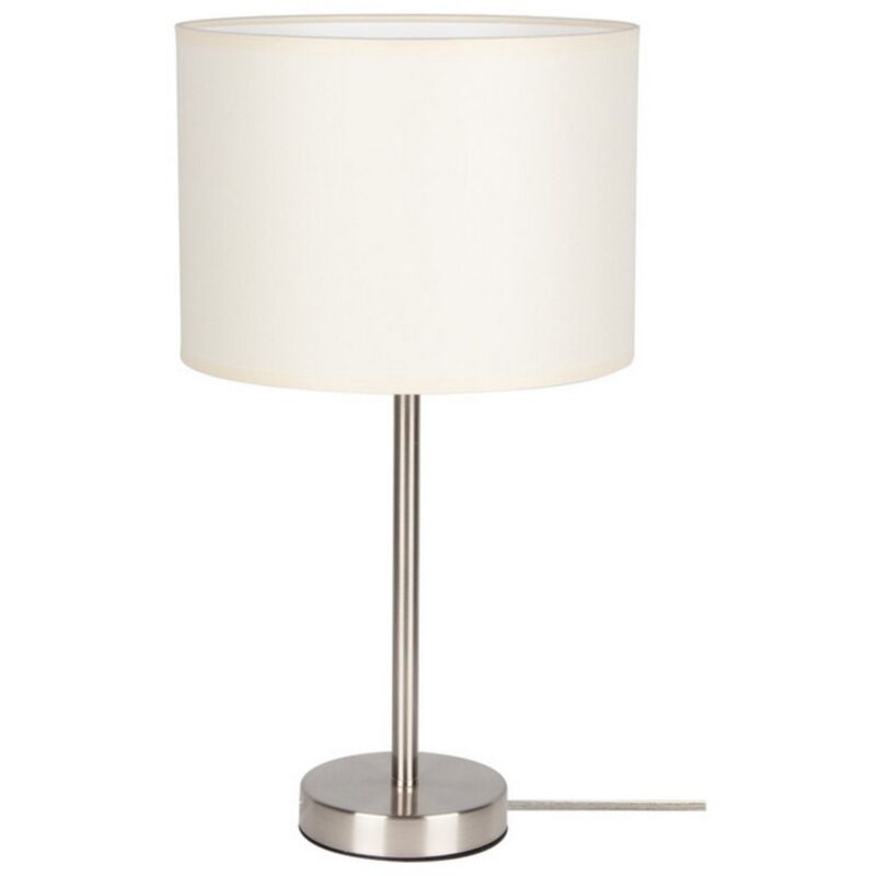foto del prodotto lampada da tavolo gianni, metallo, tessuto, argento, beige, 25x25x48,5 cm