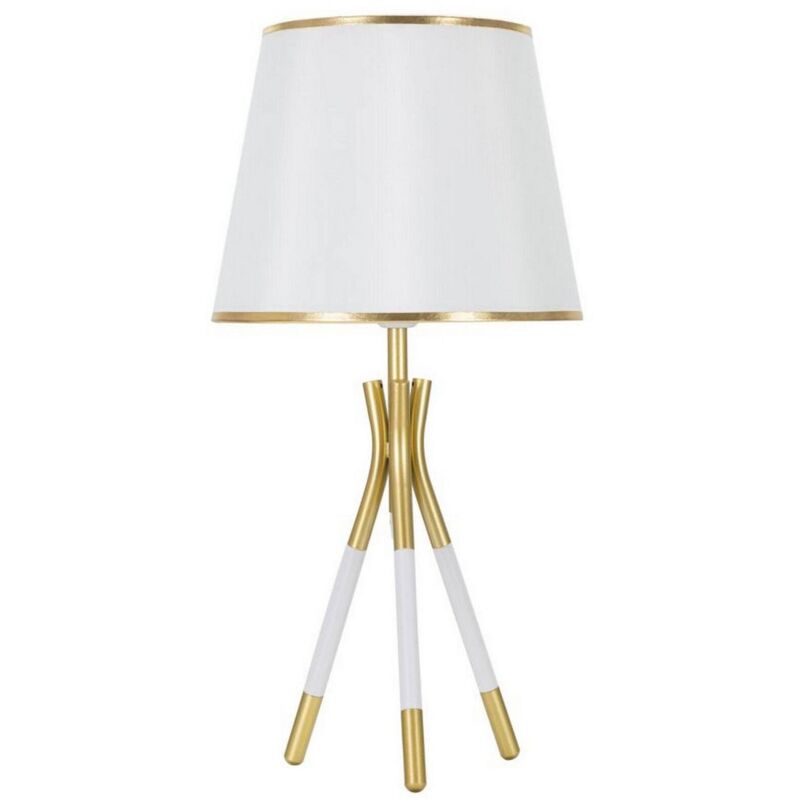 foto del prodotto lampada da tavolo gongbi, luce da scrivania, luminaria da ufficio, lampada da lavoro, 28x28 h57 cm, bianco e oro dmora