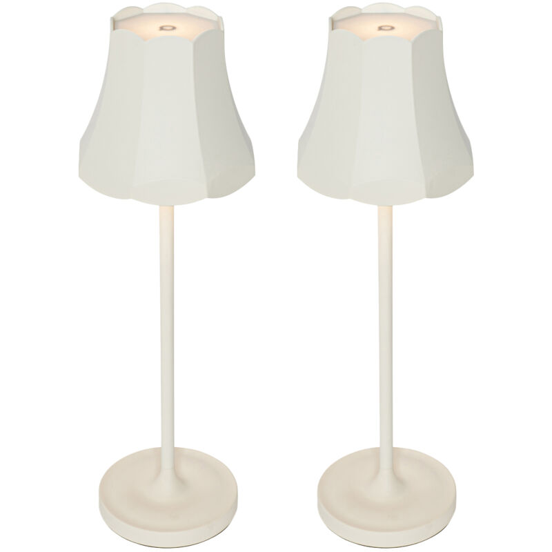 foto del prodotto lampada da tavolo granny retro retr alluminio,acciaio bianco oblungo non sostituibile led max. 1 x 3 watt qazqa