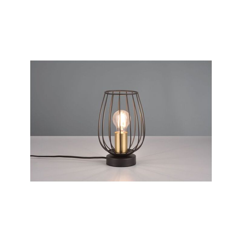 foto del prodotto lampada da tavolo grid metallo gabbia nera e ottone r51371032