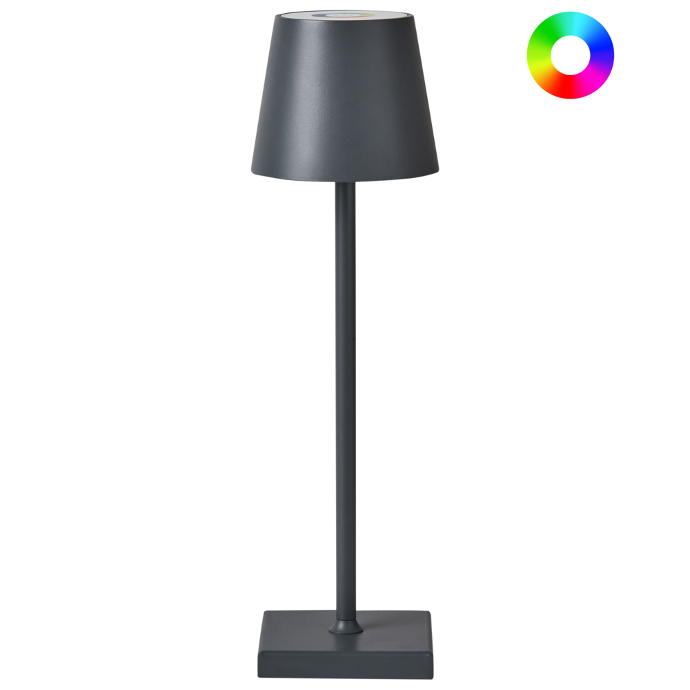 foto del prodotto lampada da tavolo grigio scuro senza fili ferro alluminio interno esterno moderno