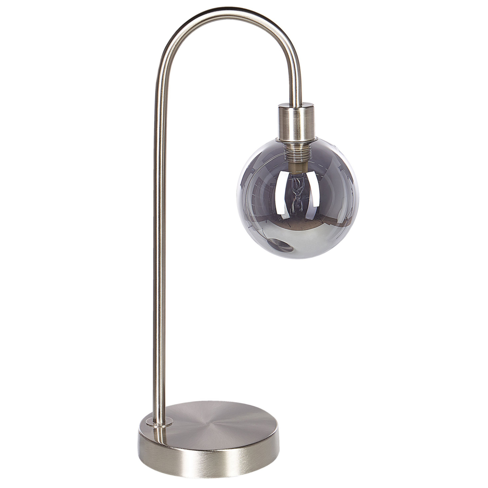 foto del prodotto lampada da tavolo in acciaio e vetro color argento moderna soggiorno camera da letto