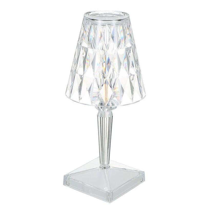 foto del prodotto lampada da tavolo in acrilico con diamante e controllo touch, 3 colori di luce, luminosit regolabile, lampada da comodino in cristallo, ricaricabile