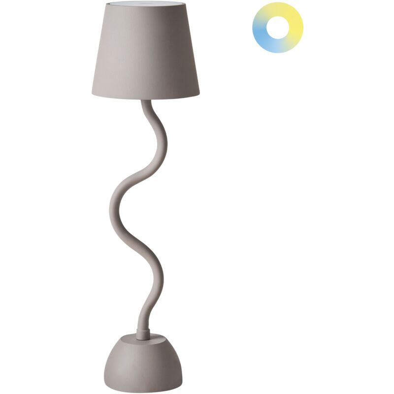 foto del prodotto lampada da tavolo in alluminio beige con interruttore a sfioramento e cavo di ricarica usb senza fili vouga