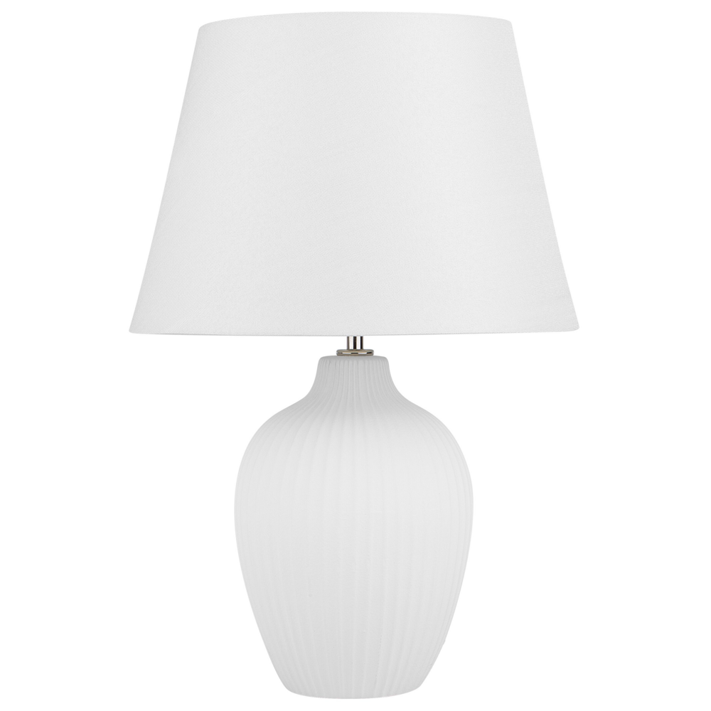 foto del prodotto lampada da tavolo in ceramica bianca 52 cm paralume impero comodino soggiorno camera da letto illuminazione stile retr 