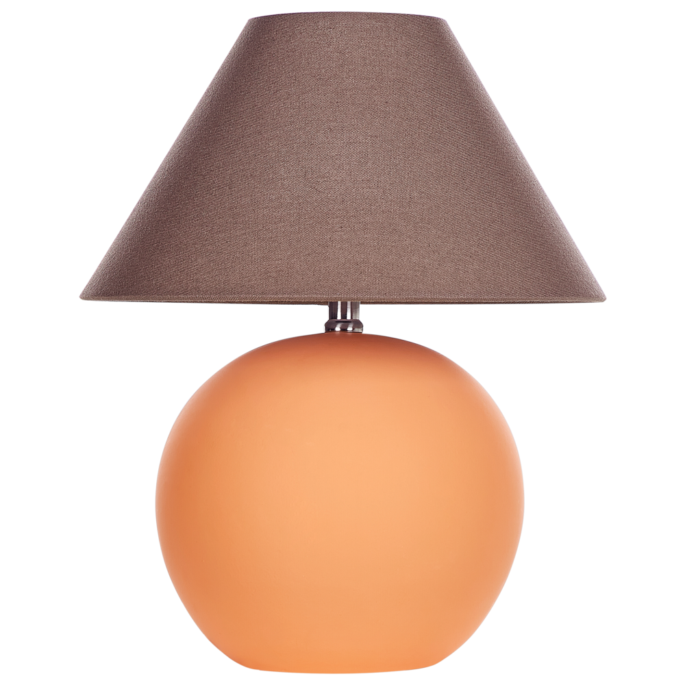 foto del prodotto lampada da tavolo in ceramica con base in terracotta nero e paralume in tessuto di lino illuminazione tradizionale soggiorno camera da letto