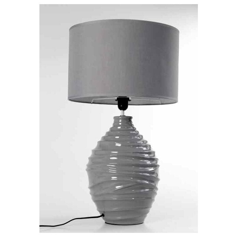 foto del prodotto lampada da tavolo in ceramica con base ondulata 39x39x h67 cm grigio