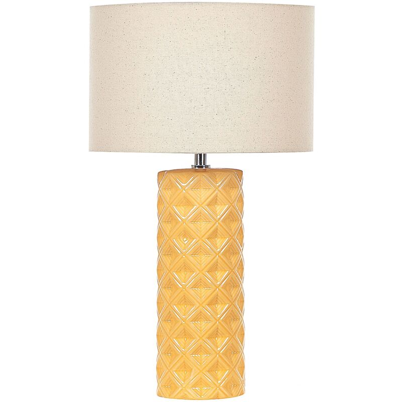 foto del prodotto lampada da tavolo in ceramica gialla 49 cm motivo geometrico balonne