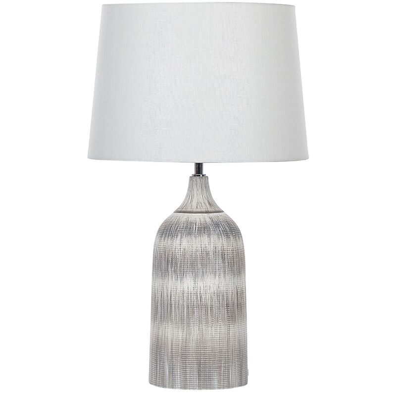 foto del prodotto lampada da tavolo in ceramica grigia paralume in tessuto 66 cm georgina