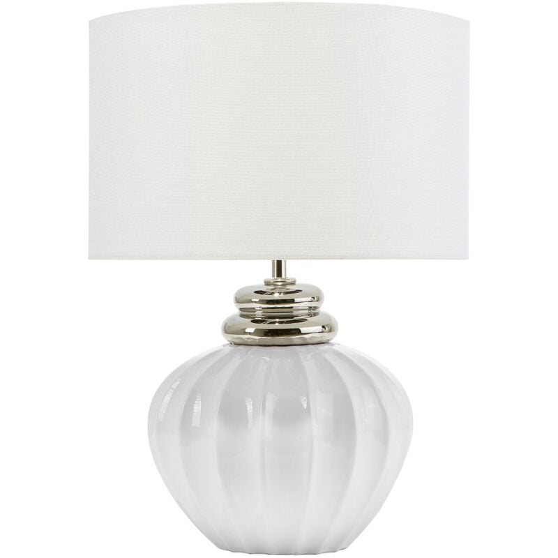 foto del prodotto lampada da tavolo in ceramica in color argento e bianco crema 45 cm neris
