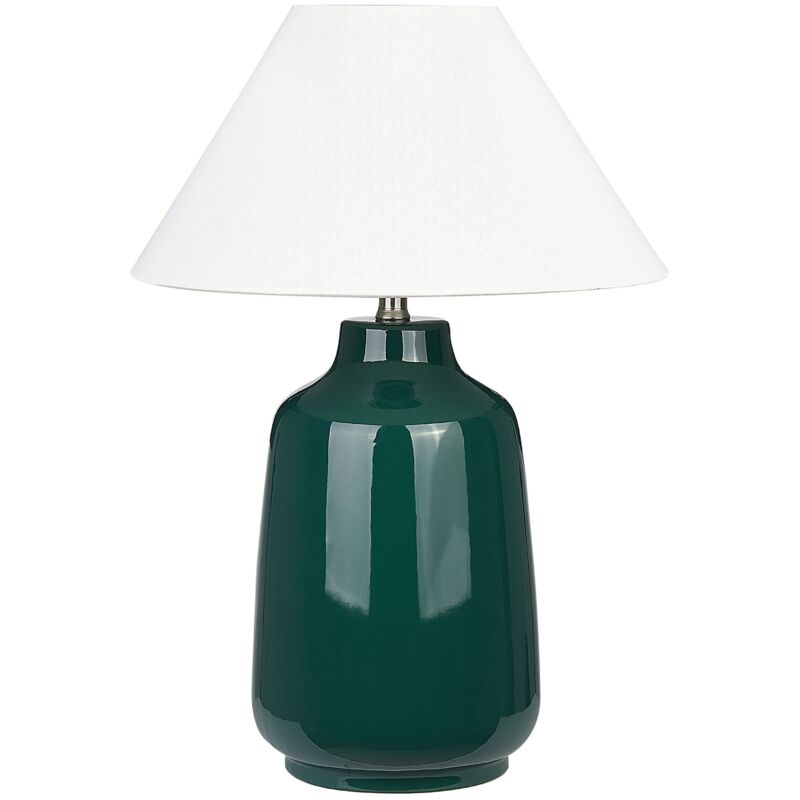 foto del prodotto lampada da tavolo in ceramica luce d ambiente paralume bianco verde scuro careta