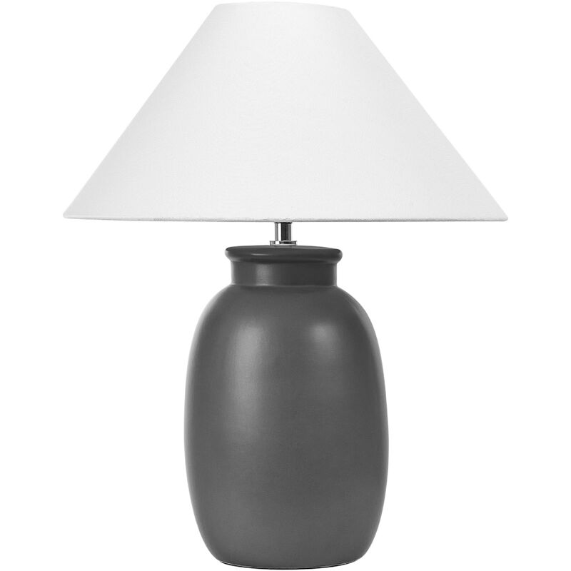 foto del prodotto lampada da tavolo in ceramica nera con paralume bianco 53 cm patillas