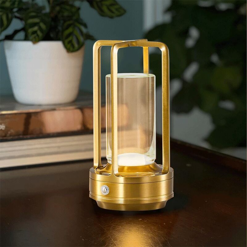 foto del prodotto lampada da tavolo in cristallo per interni ed esterni, lampada con ricarica wireless, piccola lampada da tavolo a batteria, dimmerabile in 3 colori