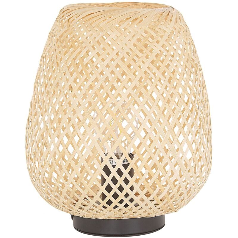 foto del prodotto lampada da tavolo in legno chiaro di bamb stile boho 30 cm bomu