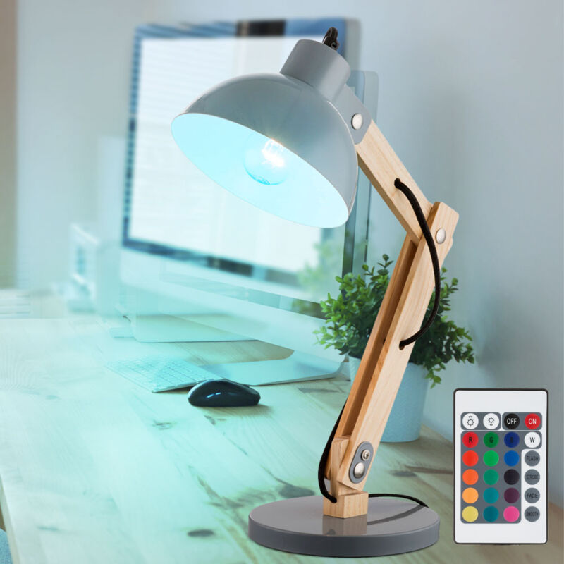 foto del prodotto lampada da tavolo in legno dimmerabile con telecomando lampada da comodino led lampada da camera regolabile, cambio colore rgb 8,5 w 806 lm 3000k