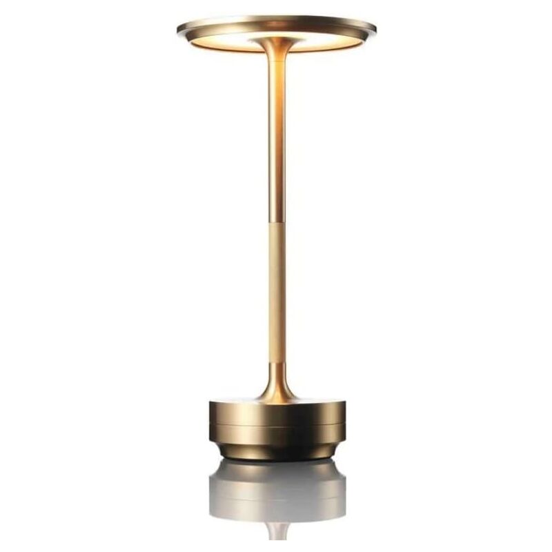 foto del prodotto lampada da tavolo in metallo a forma di i senza fili con sensore tattile, lampada da scrivania ricaricabile dimmerabile a 3 colori, luce decorativa a