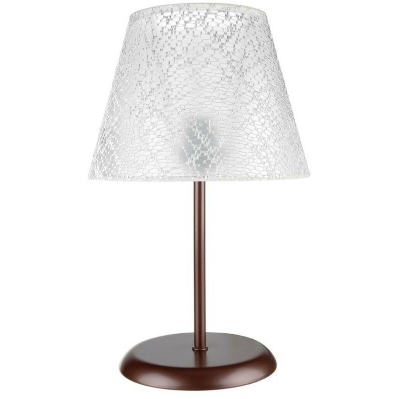 foto del prodotto lampada da tavolo in metallo e paralume tessuto ricamo elva