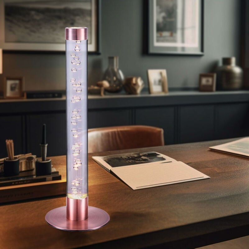 foto del prodotto lampada da tavolo in rame, lampada da tavolo moderna, lampada da soggiorno, ottica a bolla, led 4,5w 300lm bianco caldo, pxh 12x35,5 cm