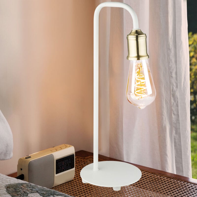 foto del prodotto lampada da tavolo in stile retr soggiorno camera da letto lampada da notte vintage in ottone bianco globo 15415t
