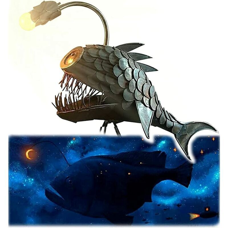 foto del prodotto lampada da tavolo in stile steampunk, lampada da tavolo in stile steampunk con lampada rustica usb shark, luci notturne fatte a mano, lampade per