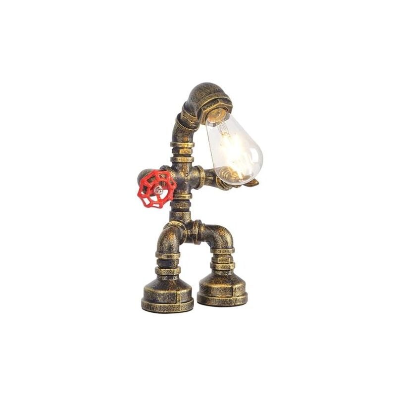 foto del prodotto lampada da tavolo in stile tubo dell acqua lampada da tavolo industriale vintage lampada da tavolo in ferro steampunk lampada da comodino retr 