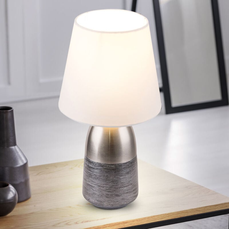 foto del prodotto lampada da tavolo in tessuto illuminazione soggiorno lampada da lettura touch in un set che include lampadine a led