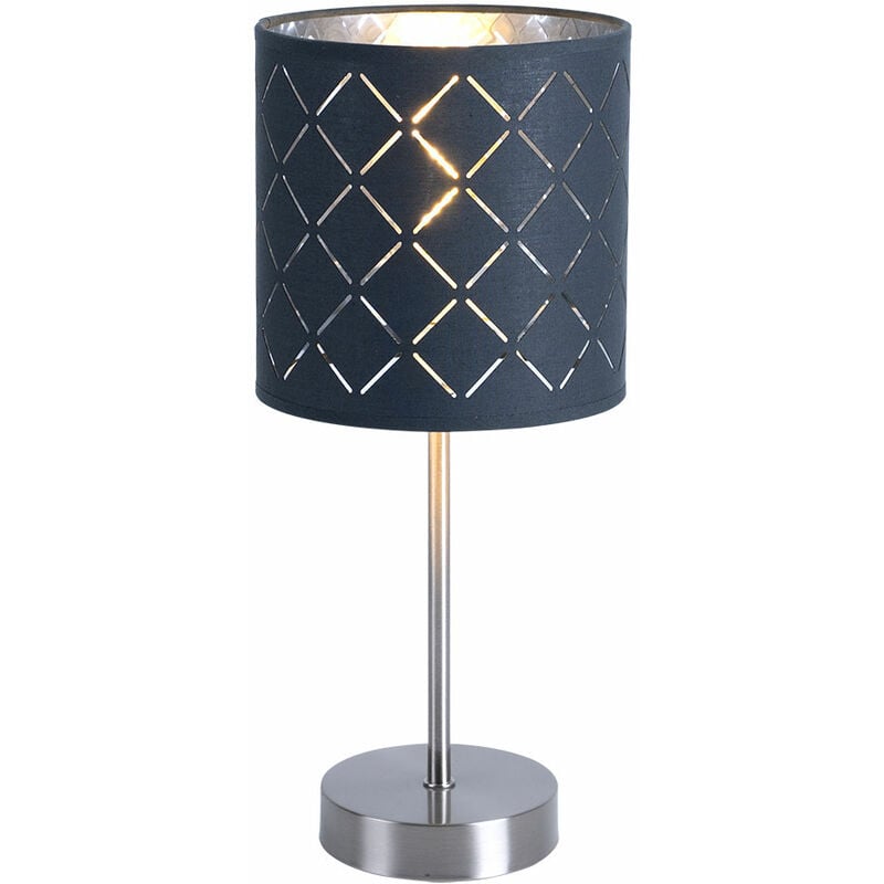 foto del prodotto lampada da tavolo in tessuto soggiorno camera da letto interruttore lettura faretto illuminazione grigio argento globo 15228t