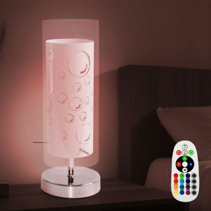 foto del prodotto lampada da tavolo in vetro bianco lampada da comodino camera da letto lampada da tavolo con paralume in vetro, motivo bolle d aria, dimmerabile con