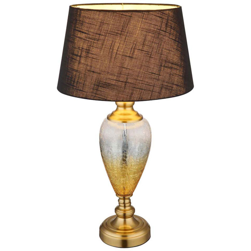 foto del prodotto lampada da tavolo in vetro lampada da comodino moderna lampada da lettura in tessuto nero, metallo, 1x attacco e27, dxh 38x66 cm