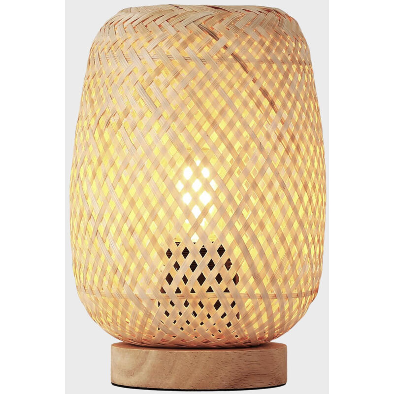 foto del prodotto lampada da tavolo in vimini e legno ruka e27
